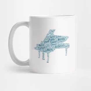 Piano Classic Silhouette Shape Text Word Cloud Mug